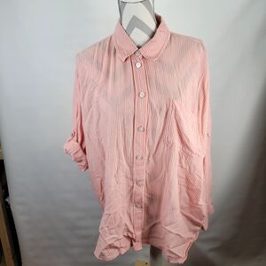 American Eagle Drop Shoulder Boxy Oversized Roll Tab Sleeve Cotton Blend Size Sm